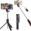 TokShop Prémium selfie bot, 19 - 70 cm, 360°-ban forgatható, exponáló gombbal, bluetooth-os, v4.0, tripod állvány funkció, R1, fekete