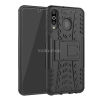 TokShop Samsung Galaxy M30 SM-M305F, Műanyag hátlap védőtok, Defender, kitámasztóval és szilikon belsővel, autógumi minta, fekete