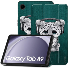 TokShop Samsung Galaxy Tab A9 (8.7) SM-X110 / X115, mappa tok, párduc kölyök minta, Trifold, zöld/színes (TS4930) tablet tok