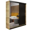  Tolóajtós szekrény RETRO 1 138 - tölgy craft arany + fekete 138x205x59 cm