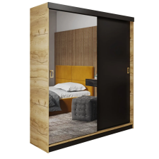  Tolóajtós szekrény RETRO 1 138 - tölgy craft arany + fekete 138x205x59 cm bútor