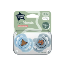 Tommee Tippee Fun Friends játszócumi 0-6 hó 2 db - kék/szürke cumi