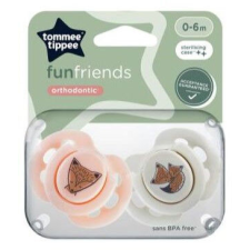 Tommee Tippee Fun Friends játszócumi 0-6 hó 2 db - rózsaszín/szürke cumi