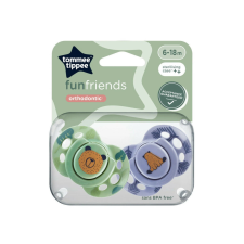 Tommee Tippee Fun Friends játszócumi 6-18 hó 2 db - zöld/kék cumi