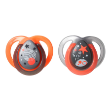 Tommee Tippee játszócumi CTN Night 2 db 0-6 hó neon-narancs - szürke cumi