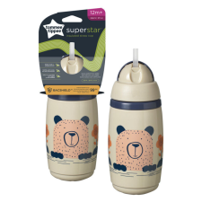 Tommee Tippee Superstar insulated straw szívószálas hőtartó pohár, drapp, 266ml babaétkészlet