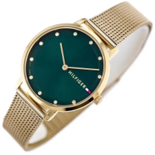 Tommy Hilfiger női karóra Pippa 35 mm arany acél, zöld kristály, WR30 karóra