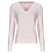 Tommy Hilfiger Pulóverek CO JERSEY STITCH LS V-NK SWEATER Rózsaszín EU M női pulóver, kardigán