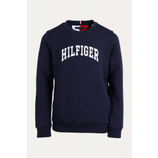 Tommy Hilfiger , Sportblúz logóval és ferde zsebekkel, sötétkék, 116 CM