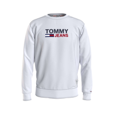 Tommy Hilfiger Tommy Jeans, Organikus pamut sportblúz nyakkivágással a nyak tövében és logóval, fehér, XL