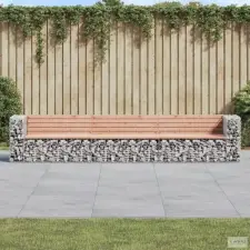  Tömör duglászfenyő gabion kerti pad 347x71x65,5 cm kerti bútor
