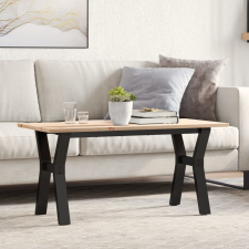 tömör fenyőfa és öntöttvas dohányzóasztal Y-vázzal 100x50x45 cm bútor