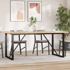  tömör fenyőfa és öntöttvas étkezőasztal O-vázzal 180x90x75,5 cm bútor