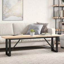  tömör fenyőfa és öntöttvas O-vázú dohányzóasztal 160x40x45,5 cm bútor