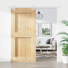 tömör fenyőfa tolóajtó fémszerelékszettel 95 x 210 cm építőanyag