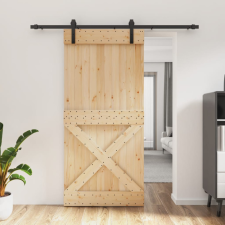 tömör fenyőfa tolóajtó fémszerelékszettel 95 x 210 cm építőanyag