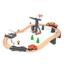 Tooky Toy : Fa autópálya szett - Építkezés, 35 db-os autópálya és játékautó