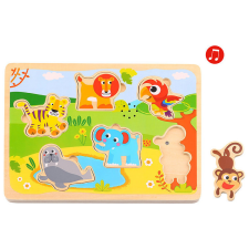  Tooky Toys Fa Puzzle hanggal 7 db-os - Safari Állatos puzzle, kirakós