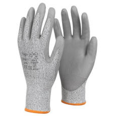  TOP GREY PU mártott kevertszálas vágásbiztos védőkesztyű, gumírozott mandzsetta