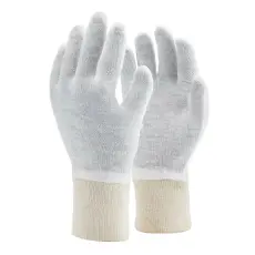 TOP Kesztyű kötött vékony pamut/poliészter duplaszálas TOP COPE2 THIN, fehér, 8