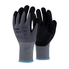 TOP Kesztyű nylon, homokszemcsés nitrilhabba mártott, tenyér pontozással TOP SNS-D, fekete/szürke, 10