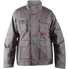TOP Munkakabát rejtett húzózáras nyolc zseb szürke/narancs TOP013, 4XL