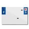 TOP PLAQ Műanyag csík PVC rendszámtáblához cégnévvel (motorkerékpár formátum 210x145) - 75-ös megye - Európa (darabonként értékesítve) TOP PLAQ  Vázak, idomok, kiegészítők Rendszámtábla tartók