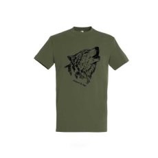 TOP Póló (farkas mintával) kereknyakú (100%pamut 190gr/m2) TOP, katonai szín, 2XL