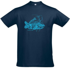 TOP Póló (ponty mintával) kereknyakú (100%pamut 190gr/m2) TOP, sötétkék, 4XL