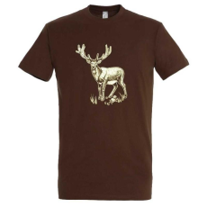 TOP Póló (szarvas mintával) kereknyakú (100%pamut 190gr/m2) TOP, barna, XL