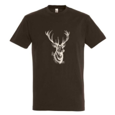 TOP Póló (szarvasfej mintával) kereknyakú (100%pamut 190gr/m2) TOP, csokoládé, 4XL