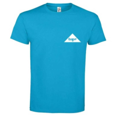 TOP Póló (TOP logóval feliratozott, hímzett) kereknyakú TOP, vízkék, 4XL