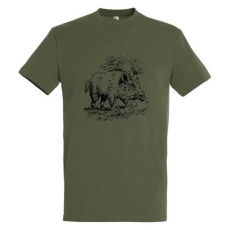 TOP Póló (vaddisznó mintával) kereknyakú (100%pamut 190 g/m2) TOP, katonai szín, 4XL