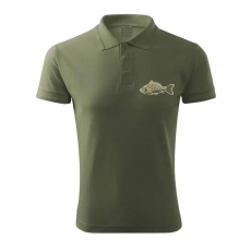 TOP Vadász póló (ponty hímzéssel) galléros TOP, khaki, 2XL