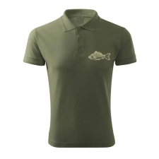 TOP Vadász póló (ponty hímzéssel) galléros TOP, khaki, S munkaruha