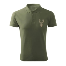 TOP Vadász póló (szarvas hímzéssel) galléros TOP, khaki, XL