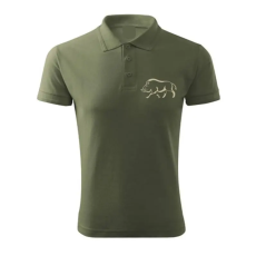 TOP Vadász póló (vaddisznó hímzéssel) galléros TOP, khaki, 3XL