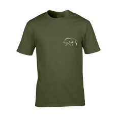 TOP Vadász póló (vaddisznó hímzéssel) kerek nyakú TOP, katonai szín, 2XL