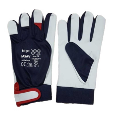 TOP Védőkesztyű báránybőr TOP LASAV, sötétkék/fehér/piros, 8