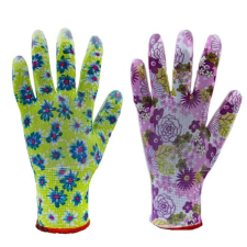 TOP Védőkesztyű mártott poliészter TOP PU FLOWER PUR, lila, XL védőkesztyű