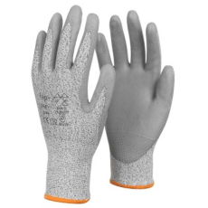 TOP Védőkesztyű PU mártott kevertszálas vágásbiztos TOP GREY, szürke, 8
