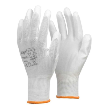 TOP Védőkesztyű PU mártott nylon gumirozott mandzsetta TOP PRINCE+, fehér, M védőkesztyű