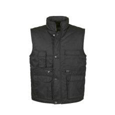 TOP VEST BASIC bélelt mellény, 80% poliészter, 20% pamut, multifunkciós zsebek, fekete, 5XL