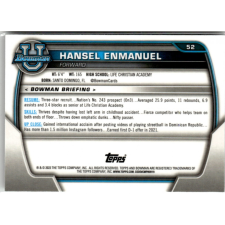 Topps 2022-23 Bowman Chrome University #52 Hansel Enmanuel gyűjthető kártya