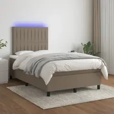  tópszínű szövet rugós és LED-es ágy matraccal 120 x 200 cm ágy és ágykellék