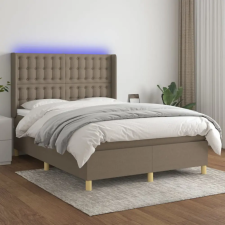  tópszínű szövet rugós és LED-es ágy matraccal 140x200 cm ágy és ágykellék