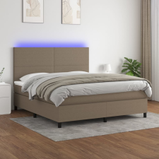 tópszínű szövet rugós és LED-es ágy matraccal 160x200 cm ágy és ágykellék