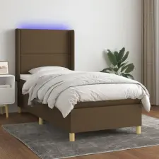  tópszínű szövet rugós és LED-es ágy matraccal 90x200 cm ágy és ágykellék