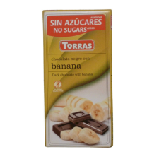 Torras gluténmentes étcsokoládé banán cukor nélkül 75 g csokoládé és édesség