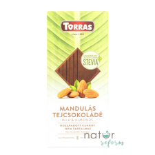 Torras Stevia Mandulás tejcsokoládé hozzáadott cukor nélkül 100 g diabetikus termék